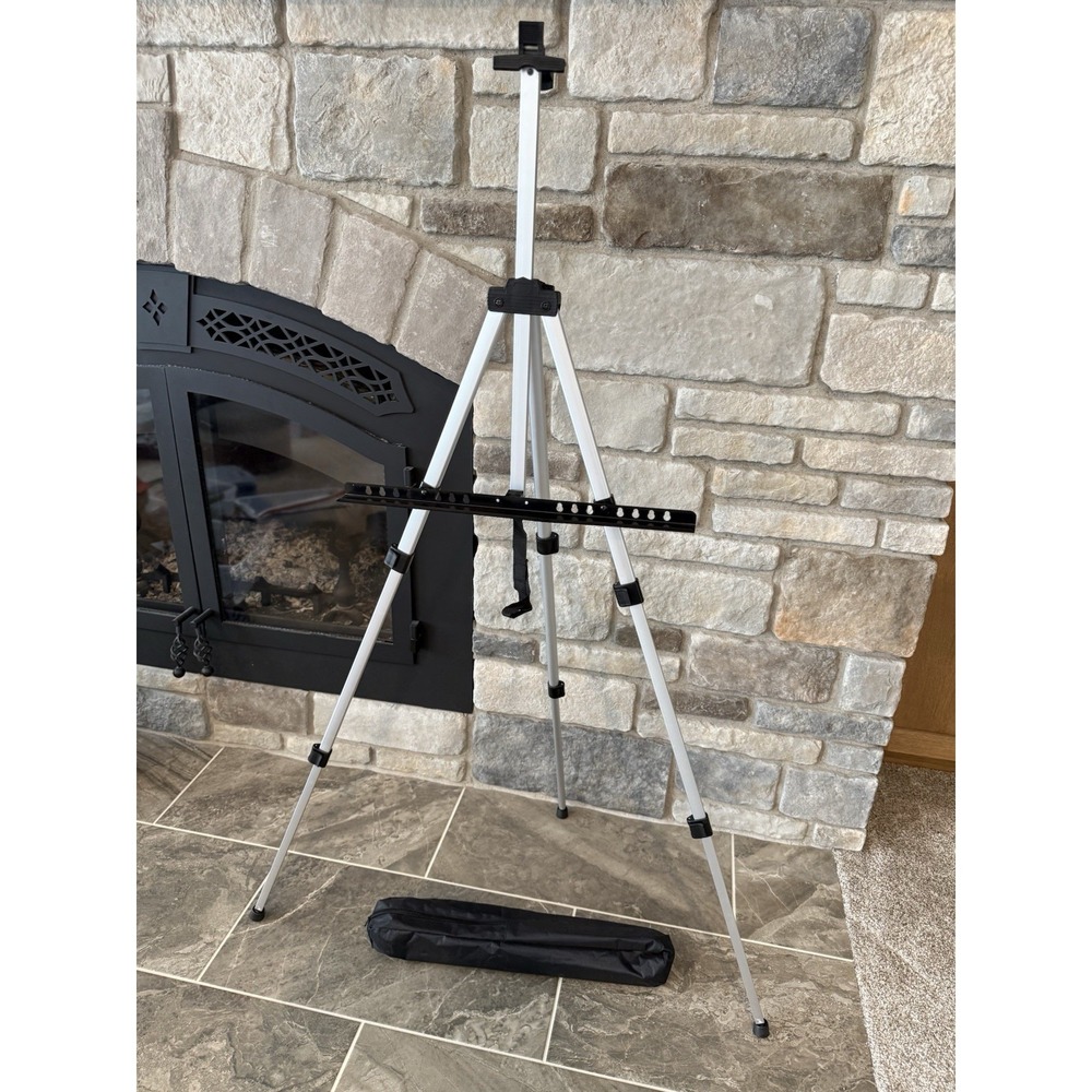 66" Silver Aluminum Adjustable Artist Field Display Easel Tripod Stand, Tabletop
